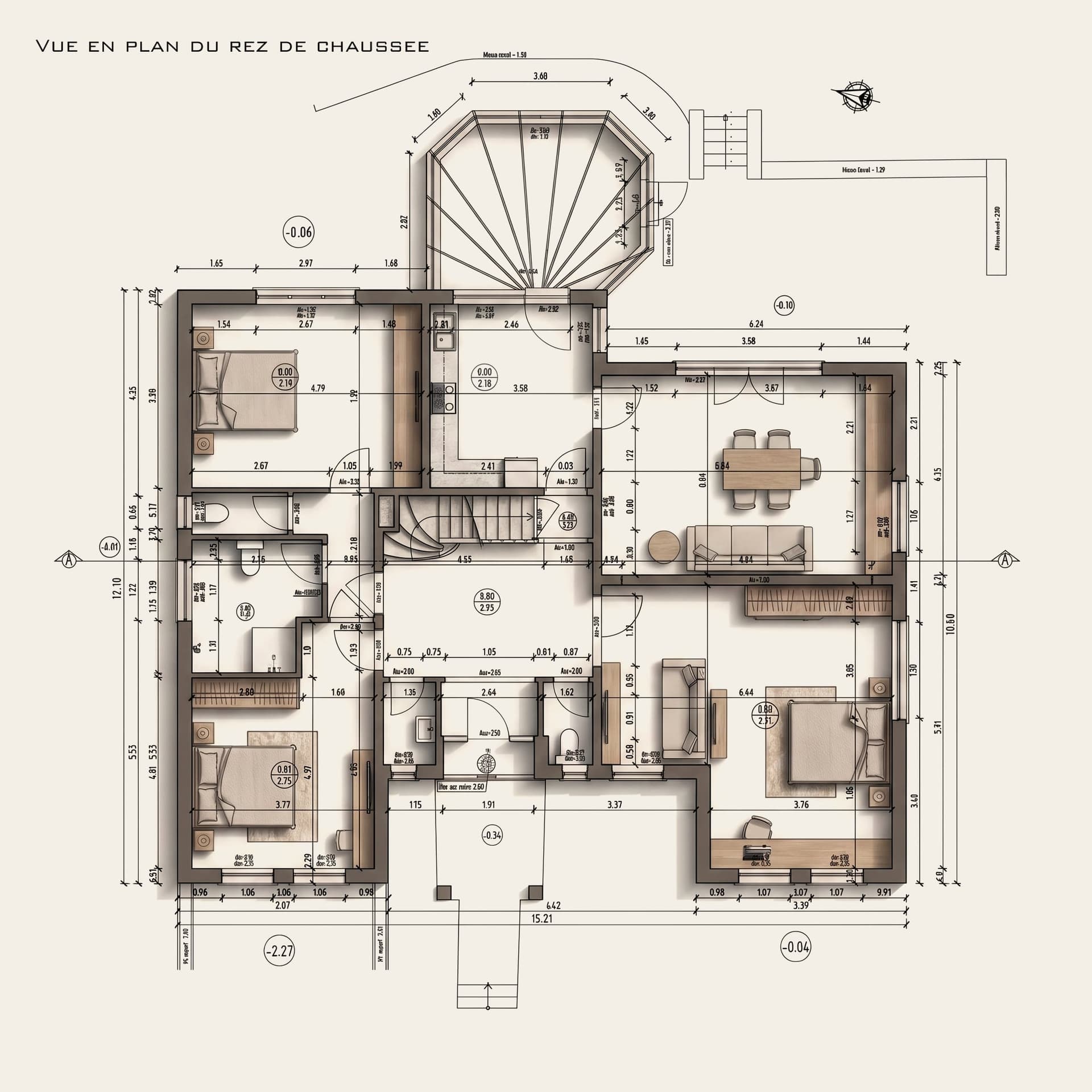Dimensioned plan of the ground floor